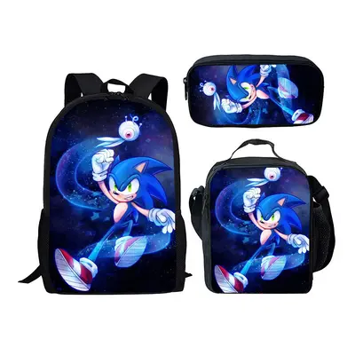 (5) Sonic Piece School Bag Lunch Bag Pencil Case Kids Set