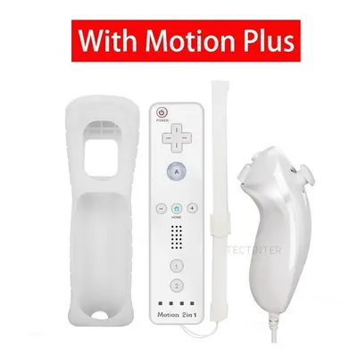 (White) Built-in Motion Plus Remote Compatible For Nintendo Wii Controller Nunchuck