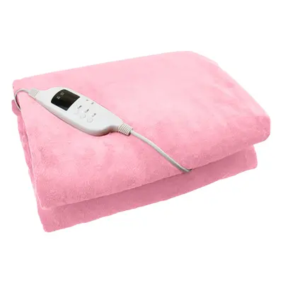 (Baby Pink) Electric Heated Throw Over Under Blanket Fleece Washable Polyester Warm Mattress