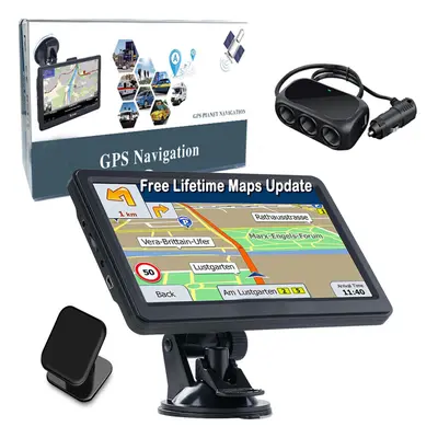 7 inch GPS Navigation for Car Truck Motorhome Sat Nav with Latest UK Ireland Europe Maps, with P