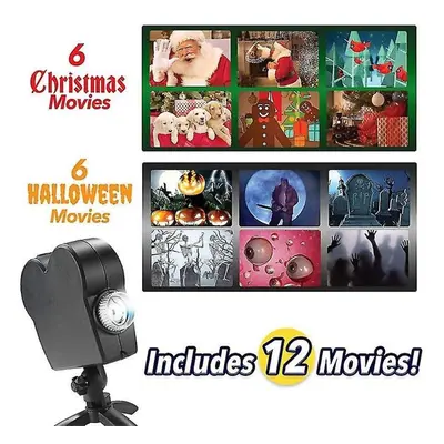 (UK Plug) Halloween Window Projector Lamp Led Festival Movies Christmas Display Light