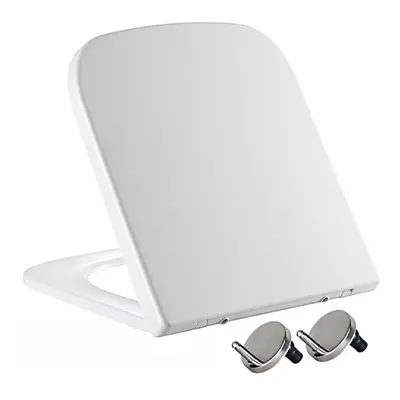 Mass Dynamic Soft Close Square Toilet Seat - Quick Release & Easy Clean White Loo Seat with Adju