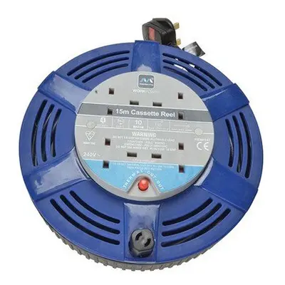 Masterplug LCT1510/4R Cassette Cable Reel Metre Socket Thermal Cut-Out Blue 10A Volt