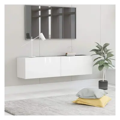 TV Cabinet High Gloss White 120x30x30 cm Chipboard