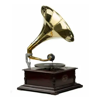 (Square) Gramophone Phonograph Record Player Music Box Base Brass Horn rpm - Retro Decoration