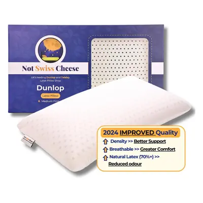 (Dunlop Latex) New Upgraded Pillow Medium Firm 100% Latex Foam Large 70x40cm, 14cm High, Provide