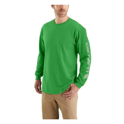 Carhartt Men's Loose Fit Heavyweight Long Logo Sleeve Graphic T-Shirt Olive Green Heather