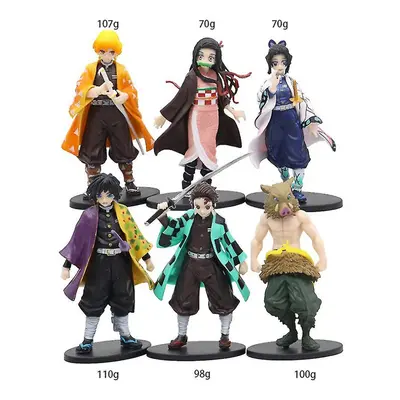 6pcs Anime Demon Slayer Action Figures Zenitsu Inosuke Tanjiro Nezuko Pvc Models Toys Statue Fig