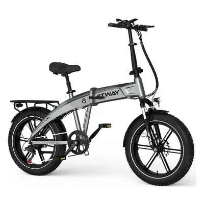 (Silver) HITWAY BK36 Electric Bike 20*4.0 10.4AH 48V Battery up to 50-100KM 250W Motor Fat Tire 