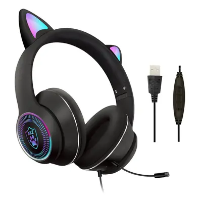 Wired Headset Stereo Blue Light Over-Ear Gaming Headphone with Mic Noise Canceling USB For for L