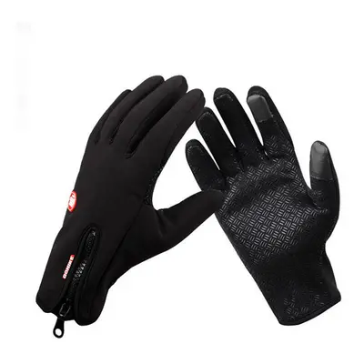 (Black, L) Winter Sports Bike Skiing Touch Screen Windproof Fleece Gloves