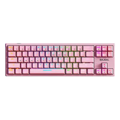 (Pink) Mechanical Gaming Keyboard Keys Hot-Swappable Blue Switch RGB Backlit Detachable Type-C W