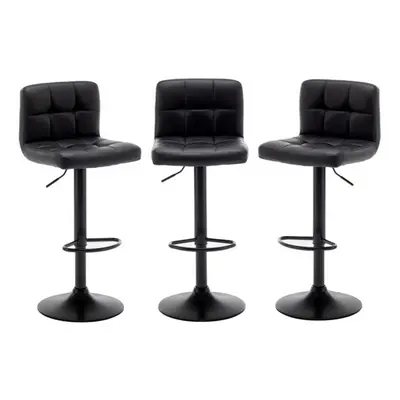 Set of Black CHICAGO Faux Leather Bar Stools, swivel height adjustable