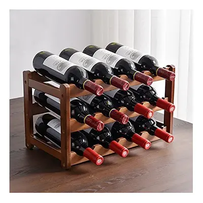 Glsety Bottle Wooden Wine Rack,3 Tier Free Standing Wine Storage Holder,Retro Minimalist Style H