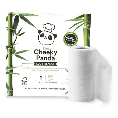 The Cheeky Panda Naturally Sustainable Plastic-Free Kitchen Roll, 100% Bamboo, Pack of 2, Eco-Fr