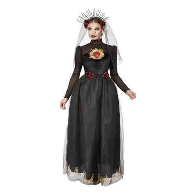 (S, Black) Smiffys Womens/Ladies Deluxe Bride Sacred Heart Day Of The Dead Costume