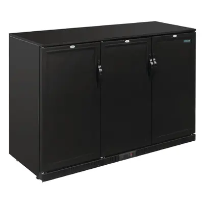 Polar G-Series 900mm Triple Solid Door Back Bar Cooler in Black 330Ltr