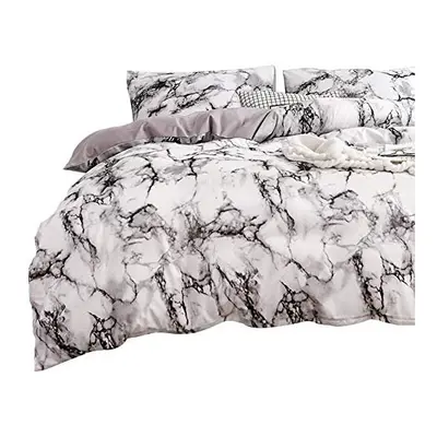 Lanqinglv Marble Duvet Cover Set King Size White and Black Luxury Bedding Set Kingsize Microfibe