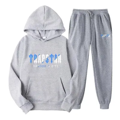 (Gray, 2XL) Jogging Suit For Men And Women, Tracksuit With Trapstar Print, Unisex Sports Suit Se