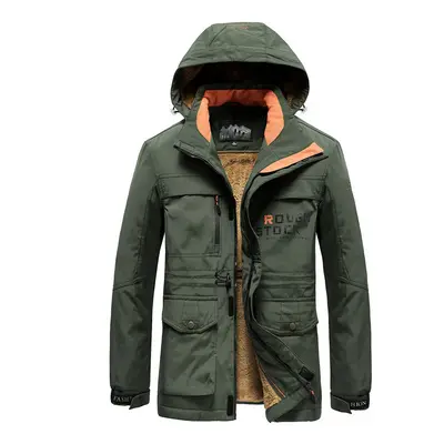 (Army Green, XL) Mens Military Jacket Winter Warm Waterproof Hooded Coat Outdoor Tactical Coat