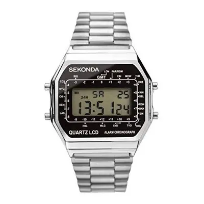 Sekonda Classic Mens 34mm Quartz Watch in Black with Digital Day/Date Display, and Silver Stainl