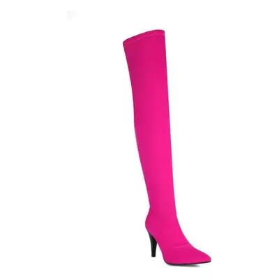 (barbie pink, 43) Women&apos;s High-heeled Boots, Sexy European And American Style, Pointed Thin