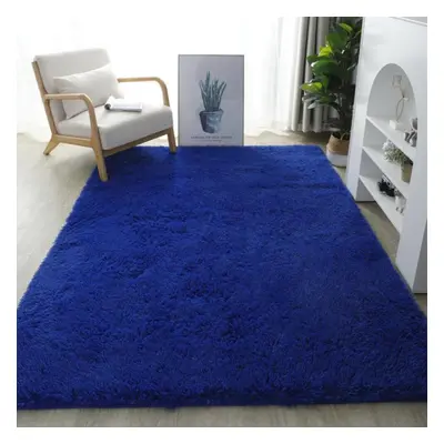 (navy blue, 140X200cm) Solid Plush Carpets For Living Room Long Piles Furry Carpets Bedroom Home