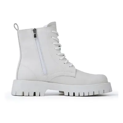 (white, 40) Fashion White Boots For Men New British Style Platform Motorcycle Boots Good Quality