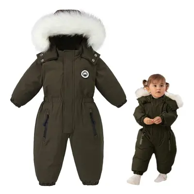 (green, 90cm) Winter Baby Clothes Thicken Warm Snowsuits For Baby Girl Boy Hooded Jackets Waterp