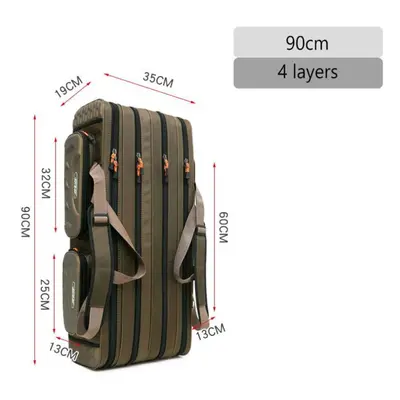 (as the picture, Layer 90cm) 2/3/4 Layer 80/90/100/120/125/130cm Fishing Bag Fishing Rod Reel Lu