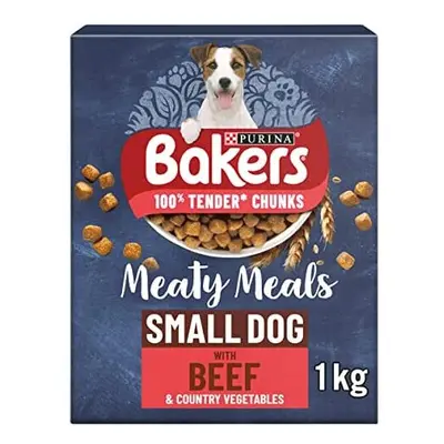 Bakers Meaty Meals Small Dry Dog Food Beef 1kg (Pack of 5)