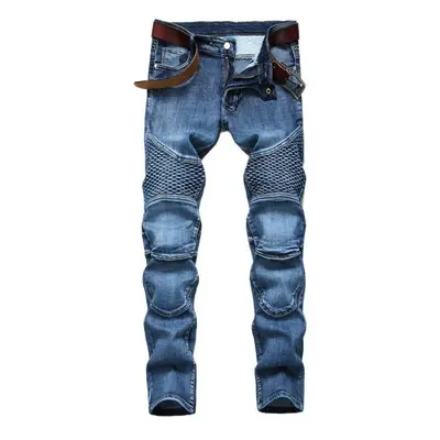 (blue, 31) Spring And Autumn Jeans Men&apos;s Nostalgic Motorcycle Slim Fit Pants