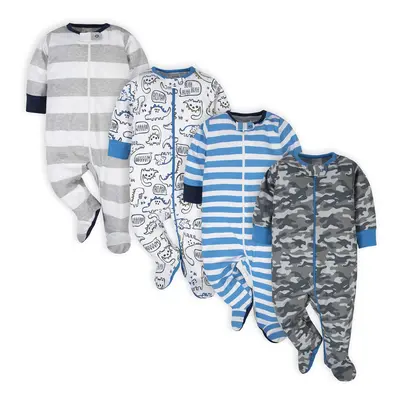 Onesies Brand Baby Boys' 4-Pack Sleep 'N Play Footie Blue Dino Newborn