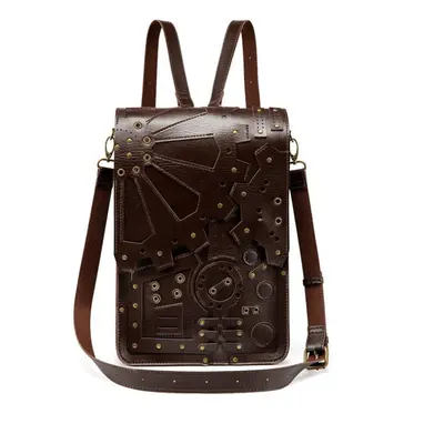 (coffee) Johnature Steampunk Retro Shoulder Bag Women Backpack High Quality Pu Leather Multifunc