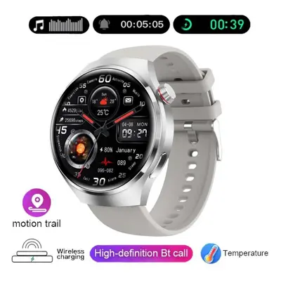 (silver, silicone strap) New Gps Smart Watch Men Gt4 Pro 360*360 Hd Screen Heart Rate Bluetooth 