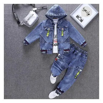 (blue, 140) Spring & Autumn Cowboy Child Sets Korean Version Clothes For Teens Kids Clothes Boys