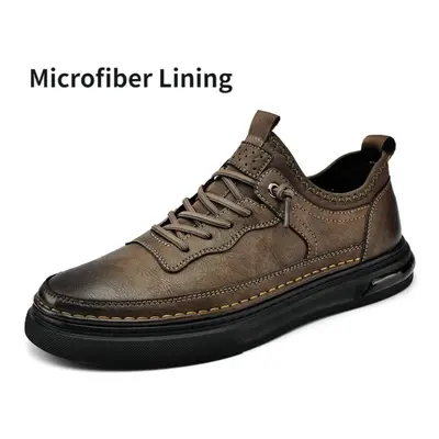 (dark brown, 38) Men&apos;s Plush Leather Shoes Casual Cotton Shoes Outdoor Shoes