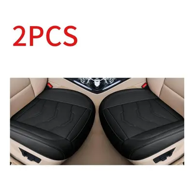 (black, 2pcs front cover) Seametal Ultra Luxury Car Seat Cover Leather Cushion Universal Breatha