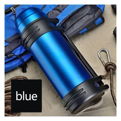 (blue, 4L) Wtempo 1.2/1.6/2/3/4l Stainless Steel Thermal Insulation Pot Outdoor Sports Large Cap