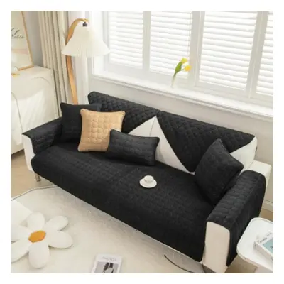 (black, 110x180cm 1pc) Thicken Plush Sofa Cover European Universal Sofa Towel Cover Slip Resista