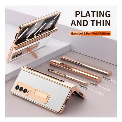 (silver, For Samsung Z Fold 2) Plating Leather Case For Samsung Galaxy Z Fold 4 2 360 Full Prote