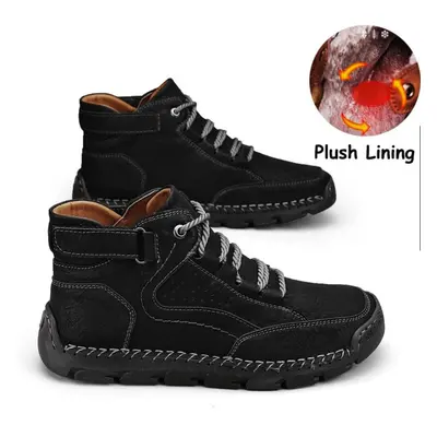 (navy blue, 43) Men&apos;s Ankle Boots Handmade Plush Shoes Casual Shoes Autumn And Winter Plus 