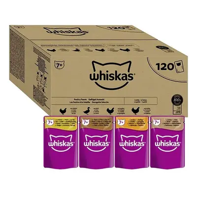 Whiskas 7+ Poultry Selection in Jelly 120x85g Pouches, Senior Cat Food