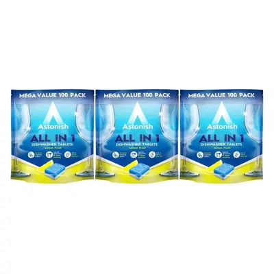 Astonish All in Dishwasher Tablets Lemon Scent, Tablets (Pack of 3)