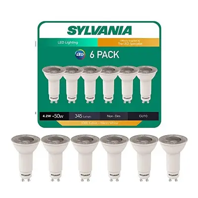 6 X SYLVANIA Long Neck LED Light Bulb Gu10 3000k Warm White - 4.2 Watt