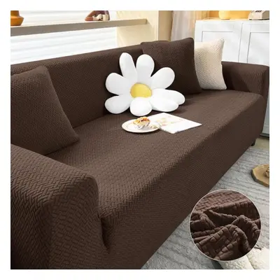 (coffee, Seater 190-230cm) Thick Sofa Cover For Living Room Elastic Jacquard 1/2/3/4 Seater Sofa