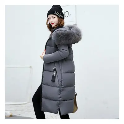 (grey, L) Winter Coats Women Down Jackets Long Solid Color Coat Female Jacket Thick Warm Outerwe