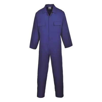 (L x Regular, Royal) Portwest Mens Euro Work Polycotton Coverall (S999) / Workwear (Pack of 2)