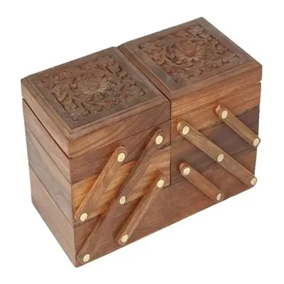 Wooden Jewellery Box For Women Jewel Organizer Hand Carved Carvings, Gift Items