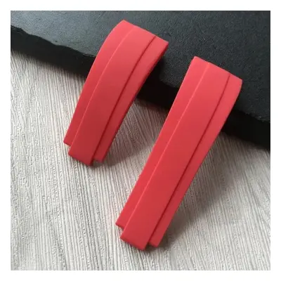 (red 20mm with clasp 2&no logo) 20mm Nature Rubber Silicone Watch Band Buckle Watchband For Role